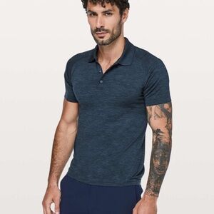 Lululemon Metal Vent Tech Short Sleeve Polo in Blue/Teel  Heathered; Size XL